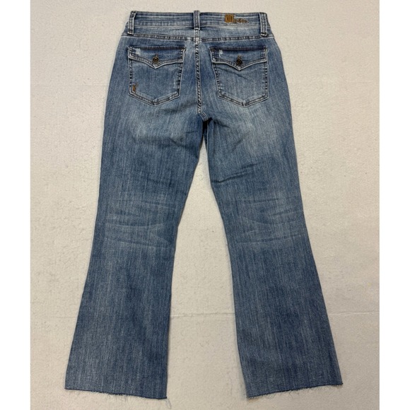 KUT from the Kloth Jeans Womens 8 Blue Nicole Cropped Bootcut Raw Hem Boho Indie - Picture 3 of 15